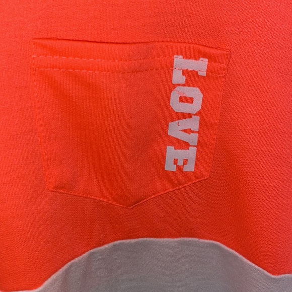 Love jersey sweatshirt, lounge sweatshirt. Small. Like new. Neon orange. - Picture 3 of 4